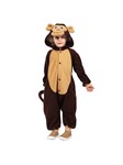 Monkey Toddler Funsie- Brown/Beige hooded Union Suit 3T-4T