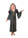 Deluxe Juliet- velvet, greenRenaissance Maiden Child female costume, lace-up Green /black dress w/long sleeves, headdress