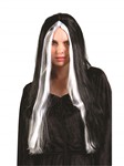 24" Witch Wig-Black w/grey stripes