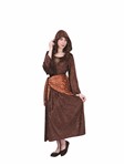 Renaissance Lady- Hooded Velvet BrownDress & waist wrap